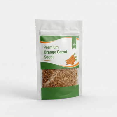 Orange carrot seeds pack for home gardening