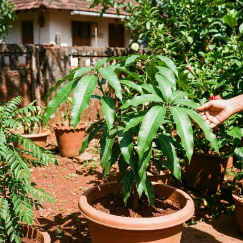 Premium red mango plant for home garden